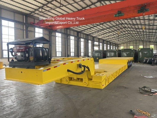 Semirremolque de plataforma baja de 3 ejes para transporte de equipos pesados