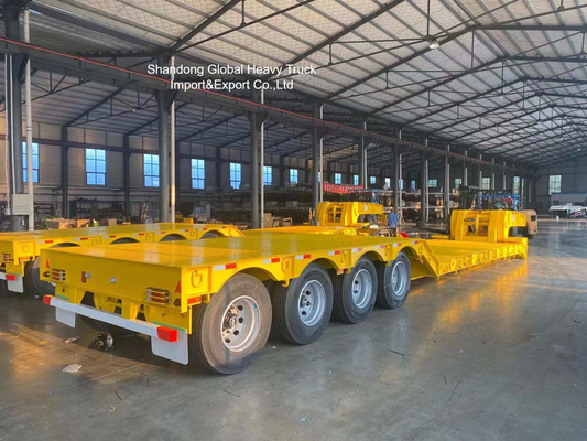 Semirremolque de plataforma baja de 3 ejes para transporte de equipos pesados