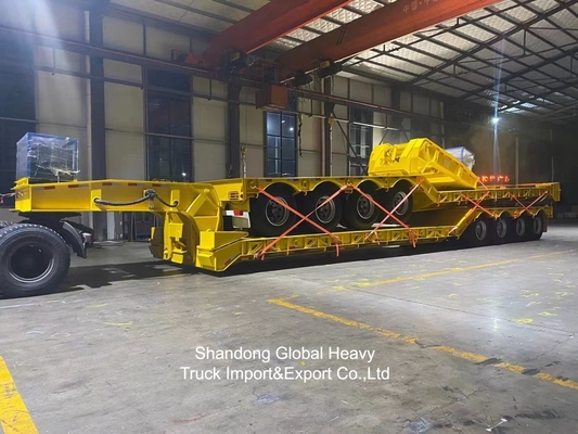 Semirremolque de plataforma baja de 3 ejes para transporte de equipos pesados
